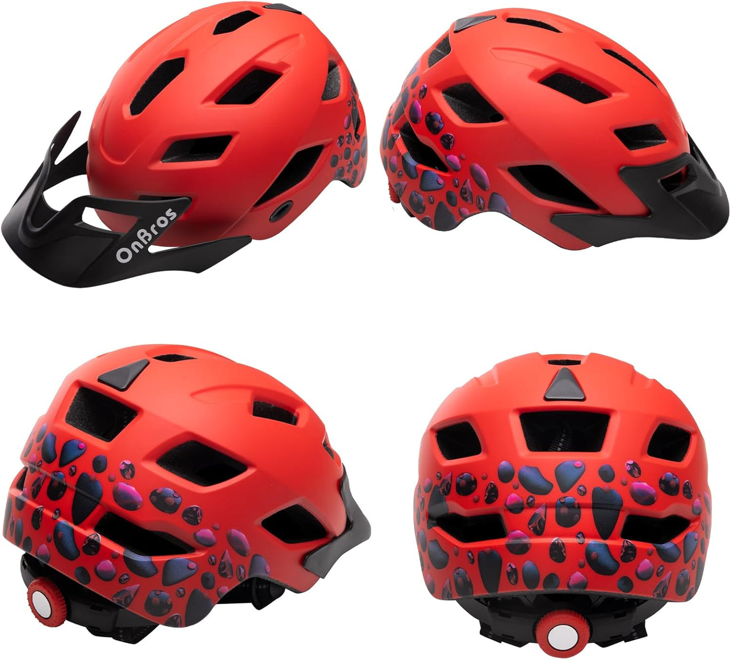 OnBros Kids Bike Helmet - Bike Helmets for 5-14 Boys or Girls with Visor, Children Bicycle Helmet for Skateboard Mountain Scooter Road Cycling, Lightweight and Adjustable 50-57CM