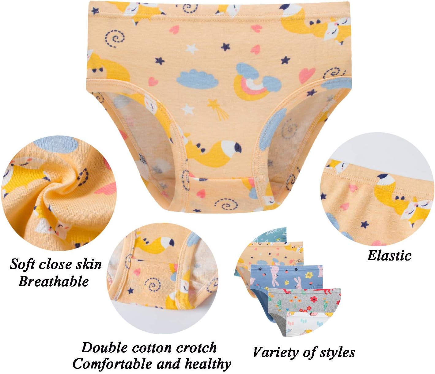 Boboking Soft Cotton Underwear Toddler Girls'Briefs Soft Undies