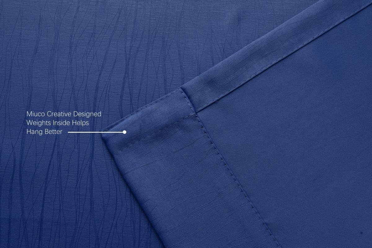 MIUCO Blackout Curtains Room Darkening Textured Grommet Window Curtains 2 Panels for Office 52x95 Inch Long Navy Blue
