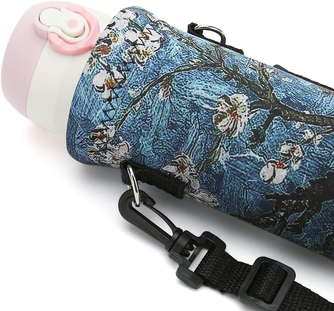 RICHEN Neoprene Water Bottle Carrier Bag with Adjustable Shoulder Strap,Insulated Water Bottle Cover for Stainless Steel/Glass/Plastic Bottles