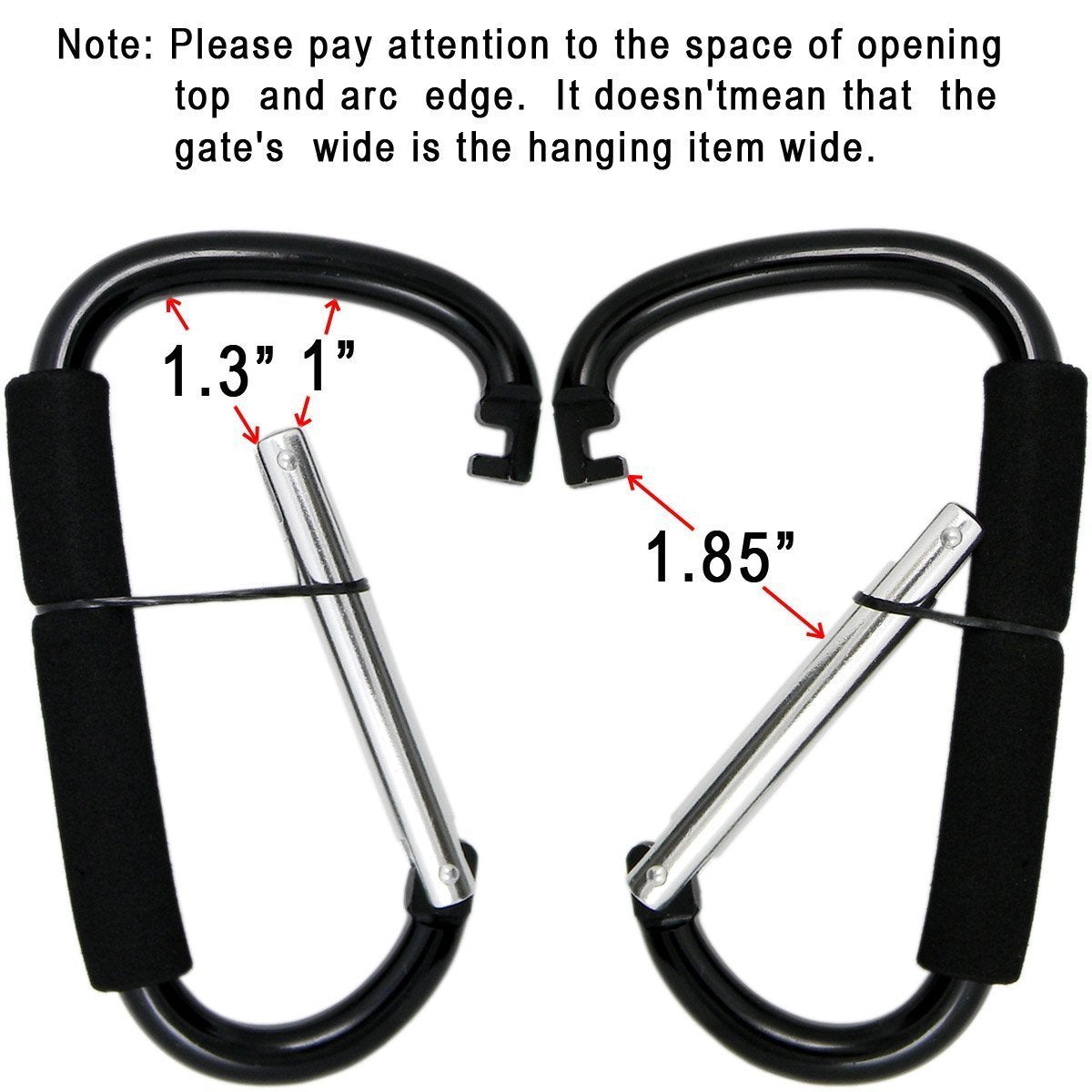 Stroller Hooks by Baby,2 pcs Carabiner Stroller Hook Organizer for Hanging Purses, Diaper Bag, Shopping Bags. Clip Fits Single/Twin Travel Systems, Car Seats and Joggers (Rose red)