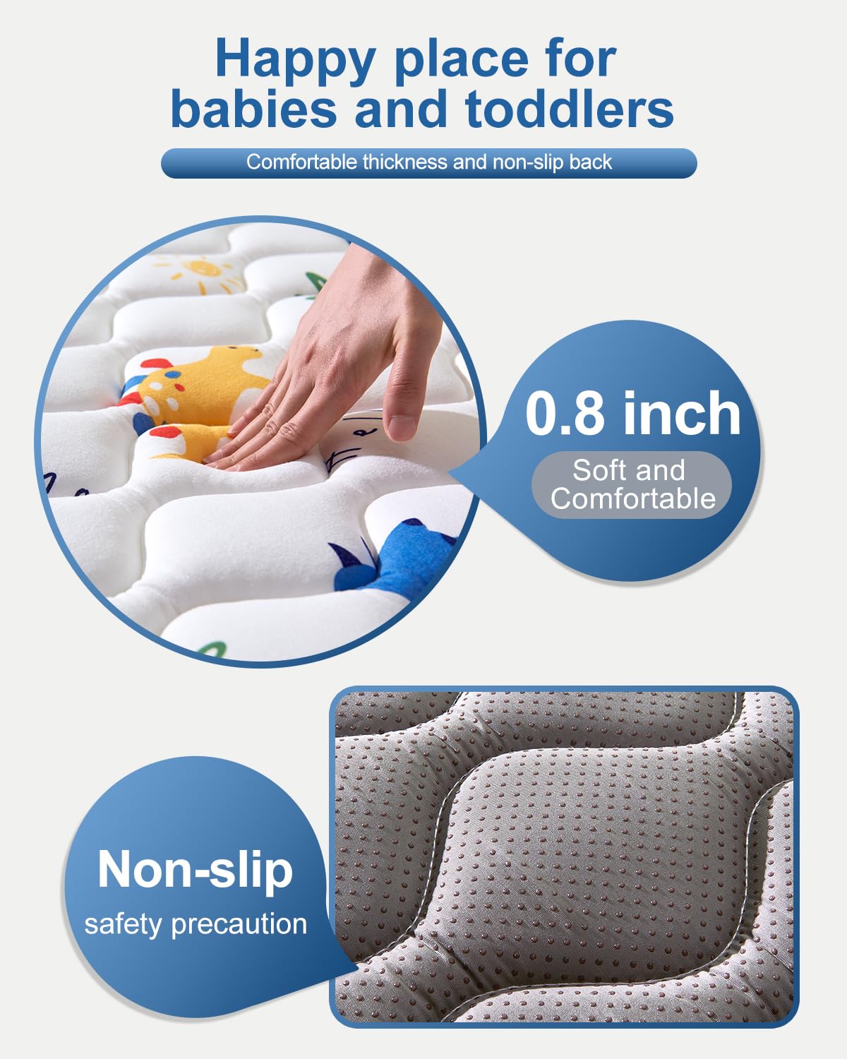 Odorless Premium Foam Baby Play Mat 71" x 59", Soft Microfiber Fabric Crawling Mat for Floor- Comfortable and Hypoallergenic, Non-Slip Cushioned Floor Playpen mat for Infants,Babies,Toddlers