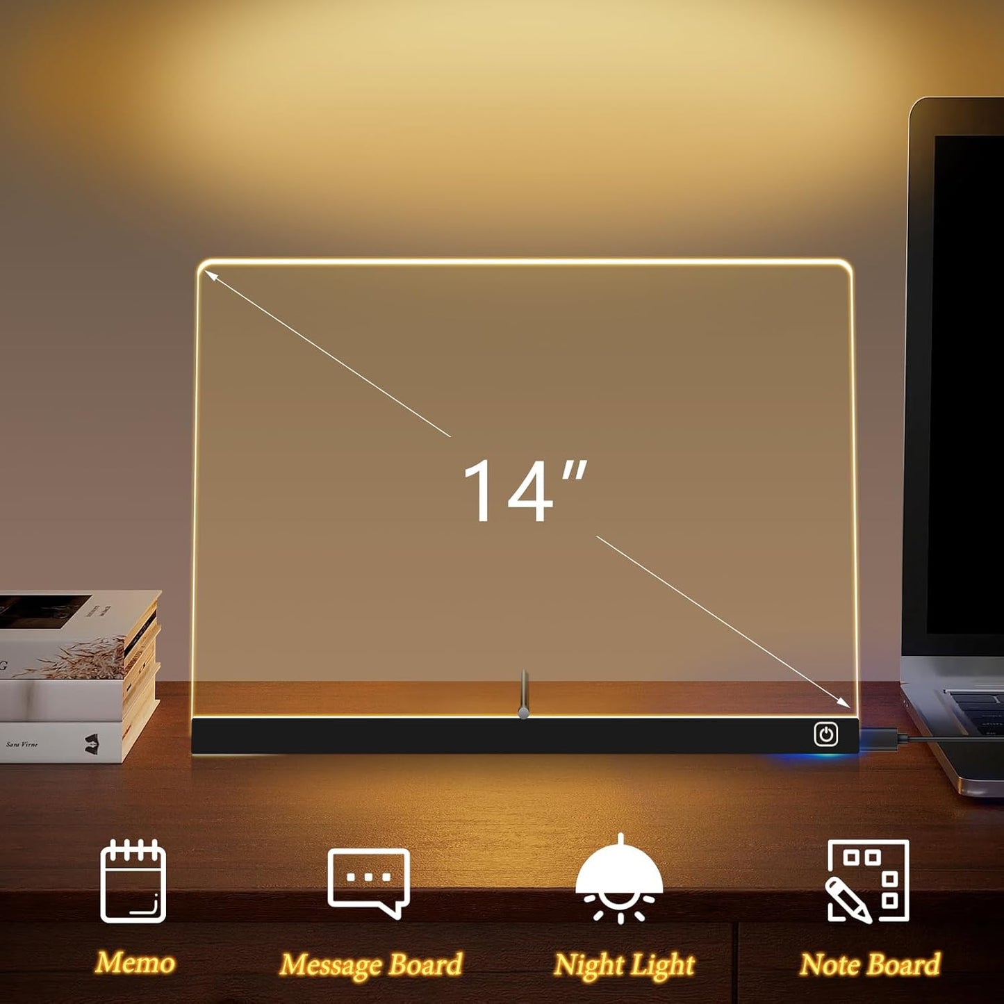 14“ LED Drawing Board 7 Colors Light Acrylic Dry Erase Lumiboard for Kids with Stand 2 Modes as Night Light for Room/Store/Office Ideal Gift for Festival Decoration 7 Markers