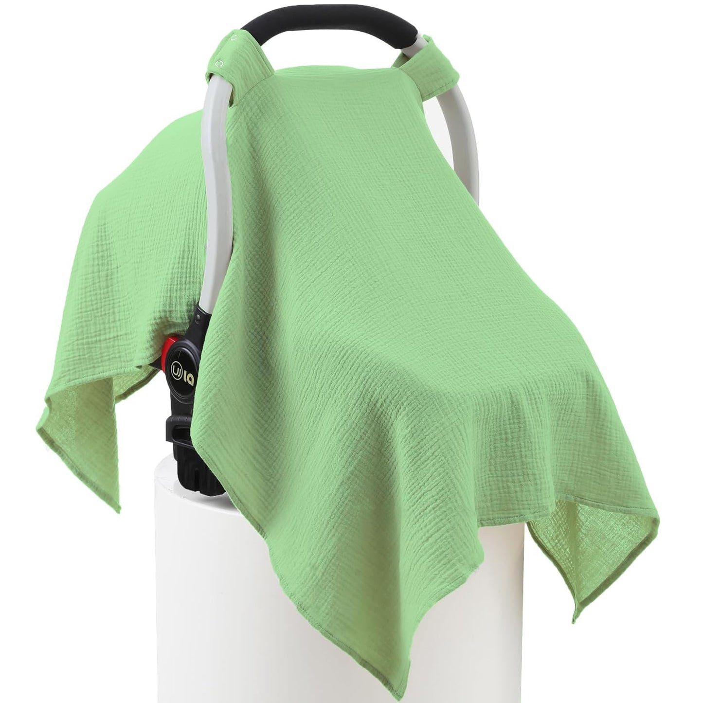 100% Muslin Cotton Car Seat Cover Baby, Carseat Canopy Cover, Universal Fit Stroller Covers for Boys and Girls (City Green)