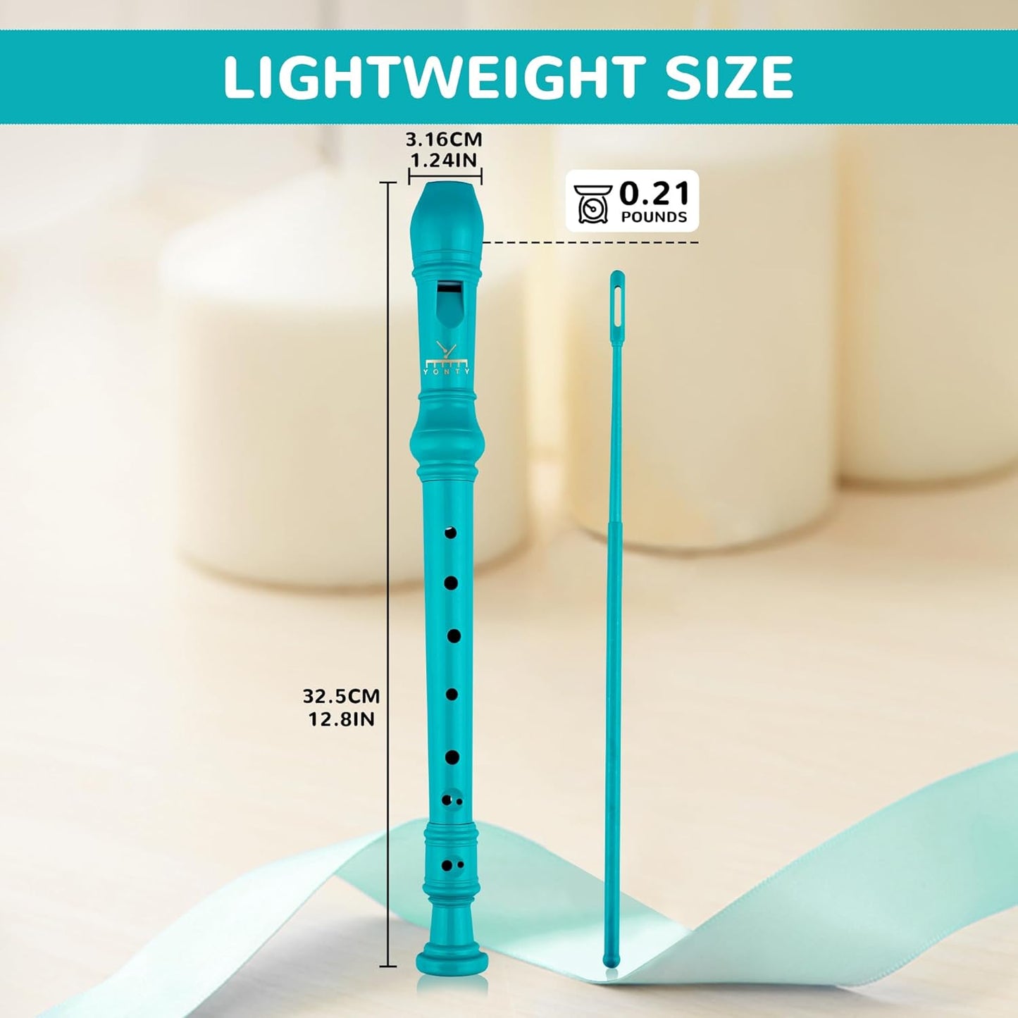 Soprano Recorder 8-Hole Instrument for Kids Beginners, Baroque Style C Key Kids Flute with Cleaning Rod & Case Bag for School Education Home Entertainment - Deep Green