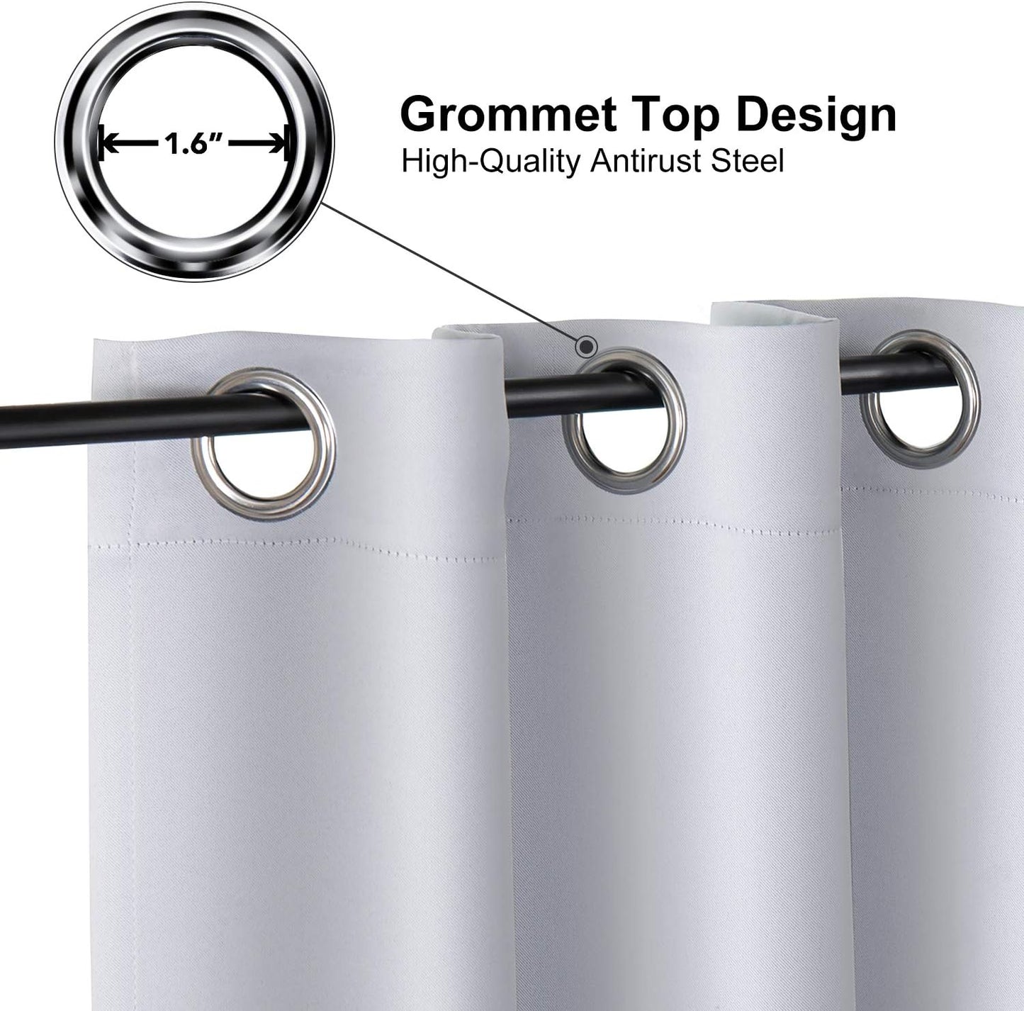 ChrisDowa Small Kitchen Valances for Windows - Grommet Short Thermal Insulated Room Darkening Window Valances Curtains for Living Room (2 Panels, Greyish White, 42 x 18 Inch)