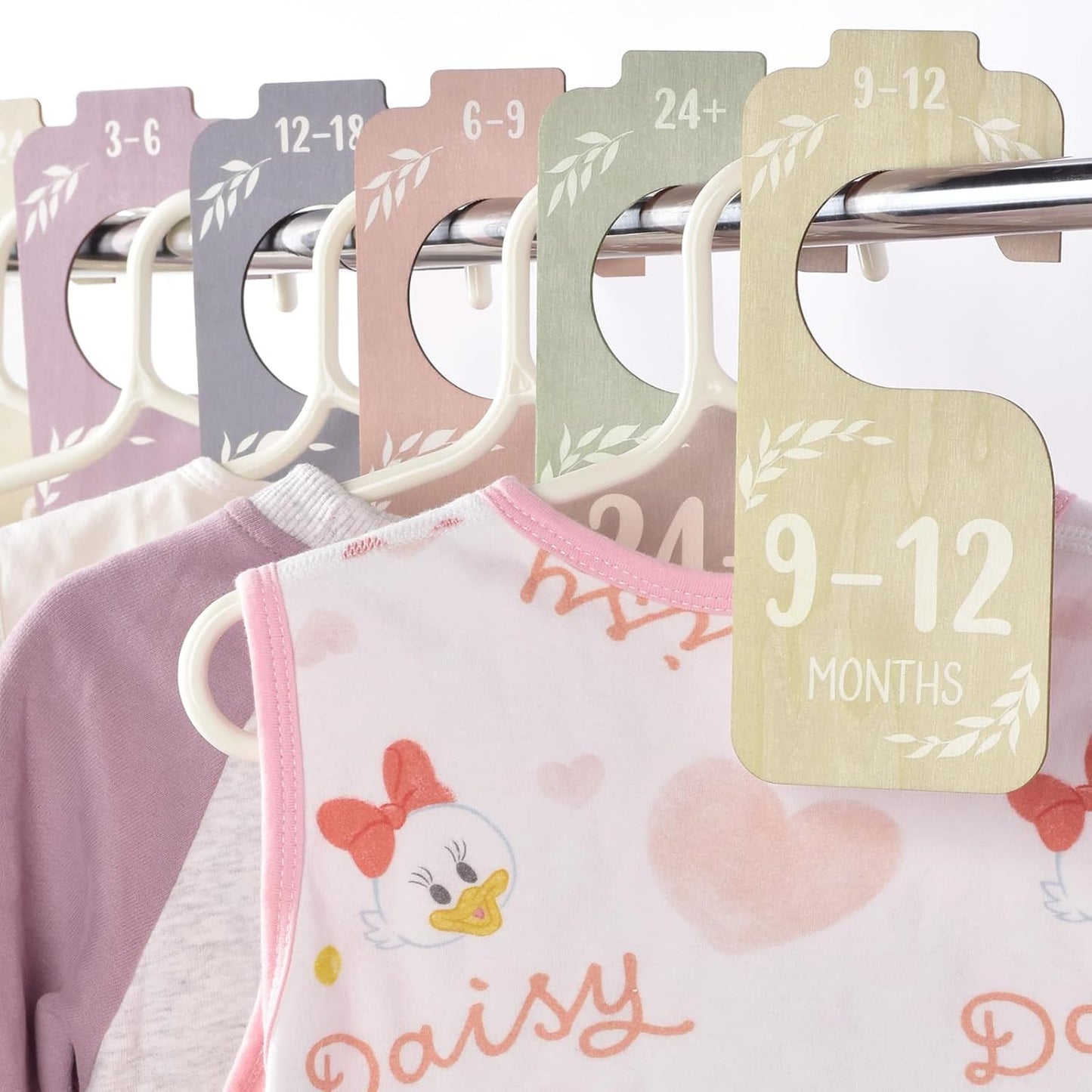 Baby Closet Dividers for Clothes Organizer, 8 PCS Wooden Double-Sided Clothes Organizer from Newborn to 24 Months, Colorful Baby Clothes Dividers for Nursery Beautiful Decor