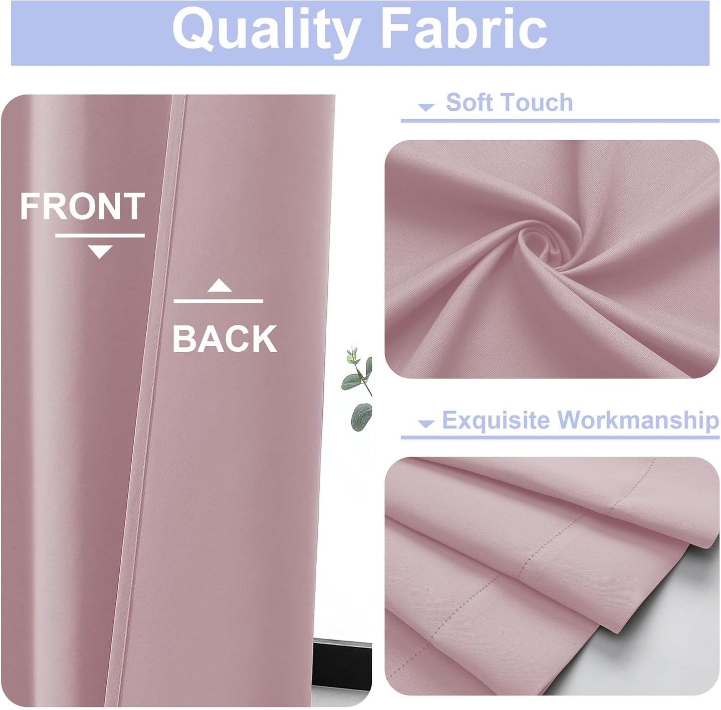 Simplebrand Ava Blush Short 36 Inches Blackout Curtain 2 Panels Set, Half Window Rod Pocket Privacy Curtain Tiers for Kitchen, Curtains Blackout for Bathroom Shades, W40 x L36 Inch, Blush