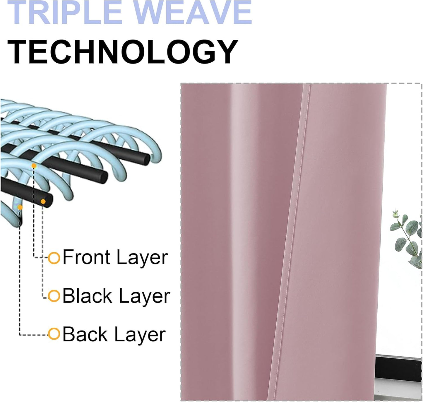 Simplebrand Ava Blush Short 36 Inches Blackout Curtain 2 Panels Set, Half Window Rod Pocket Privacy Curtain Tiers for Kitchen, Curtains Blackout for Bathroom Shades, W40 x L36 Inch, Blush