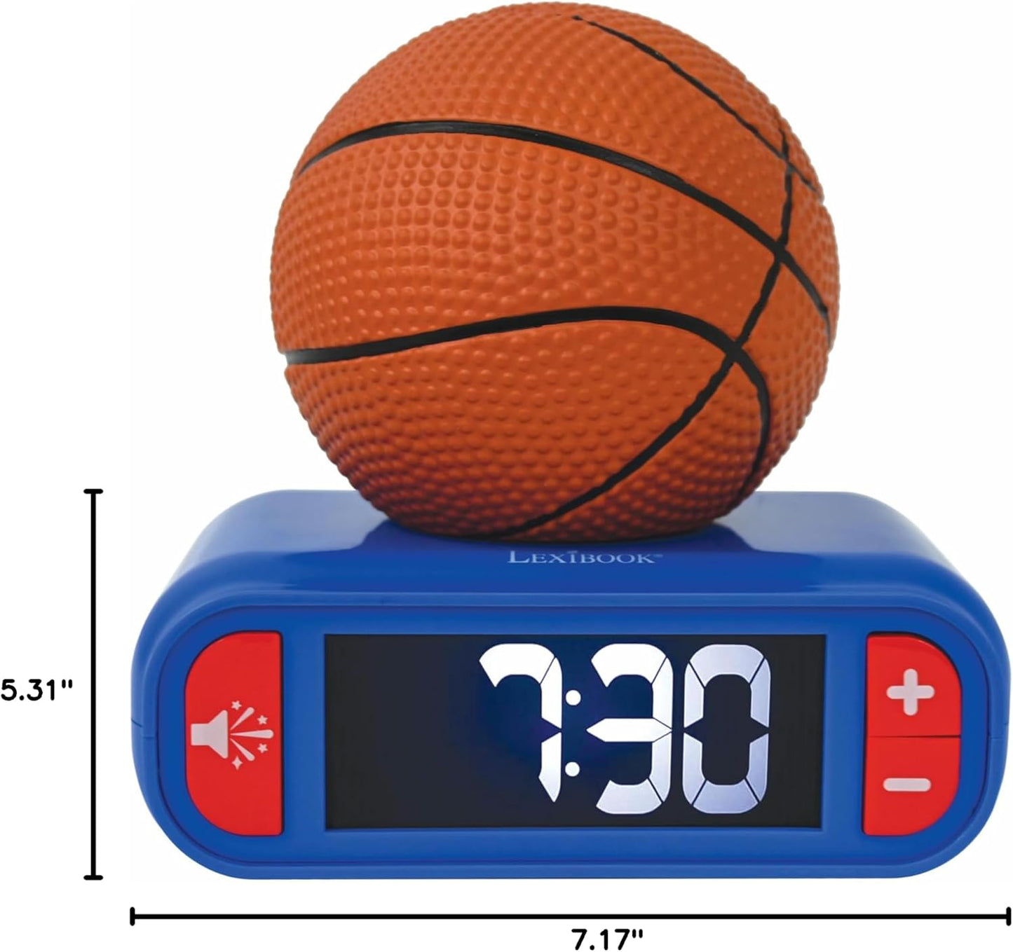LEXiBOOK - Basketball - Basketball Nightlight Alarm Clock, Sounds and Melodies, LCD Backlit Screen, Luminous, Snooze, Blue/Orange, RL800BA