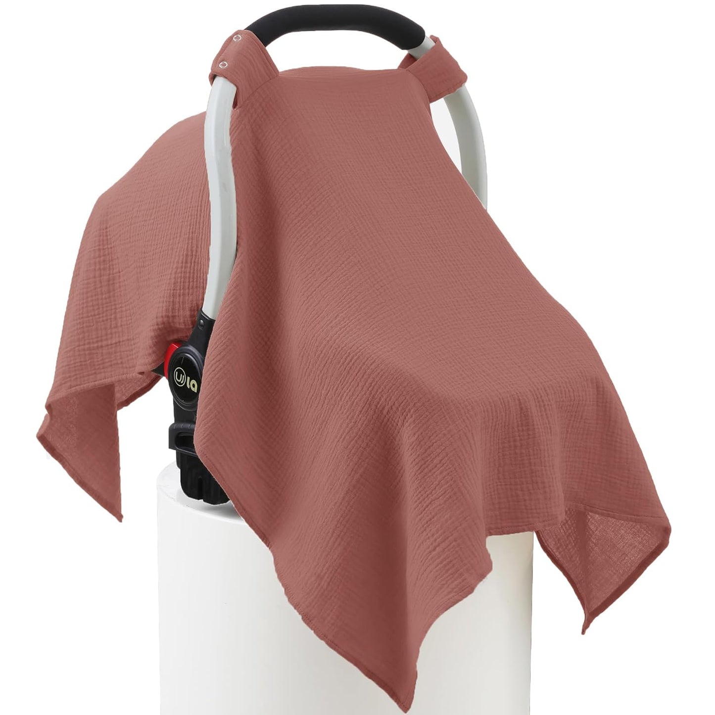 100% Muslin Cotton Car Seat Cover Baby, Carseat Canopy Cover, Universal Fit Stroller Covers for Boys and Girls (Blush)