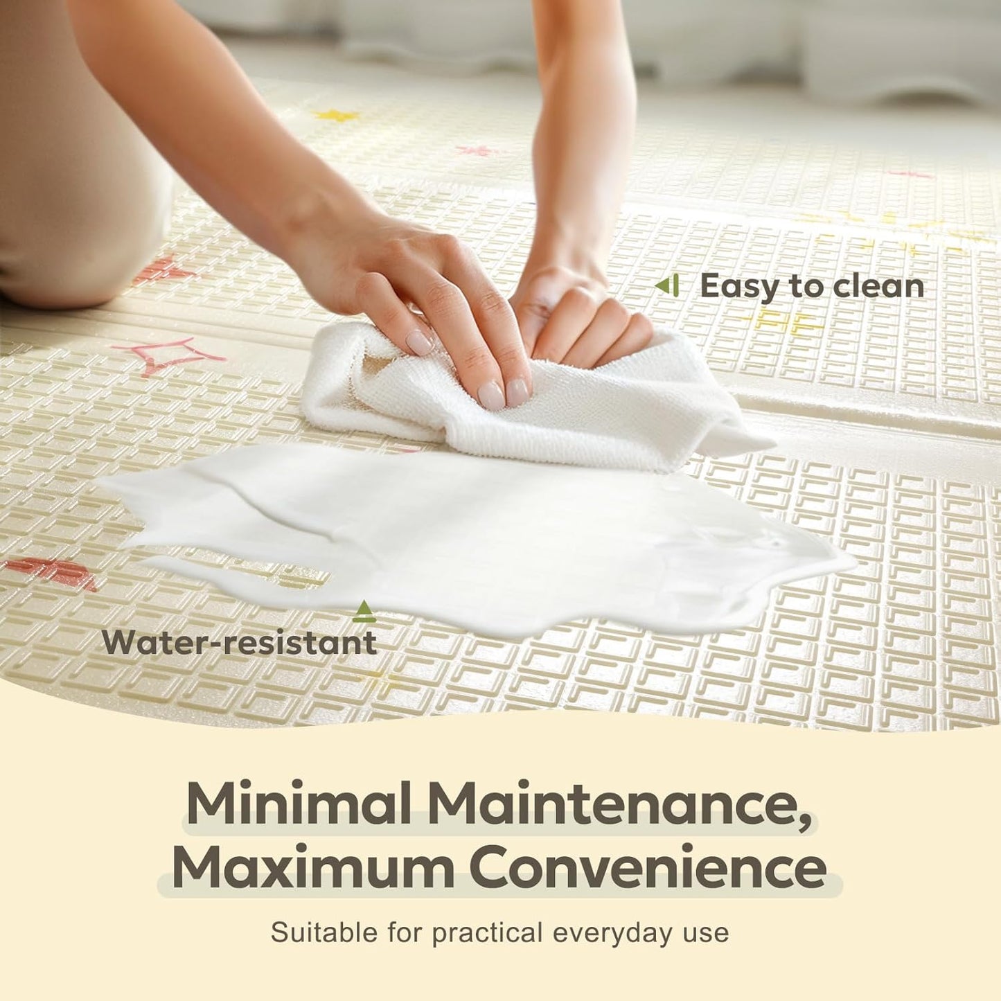 Extra Large Foldable Play Mat, Reversible Baby Play Mat with Edge Reinforcement, Non-Toxic & Waterproof Baby for Floor, Foam Playmat with Travel Bag, Rainbow, Cloud & Moon, 71"x59"