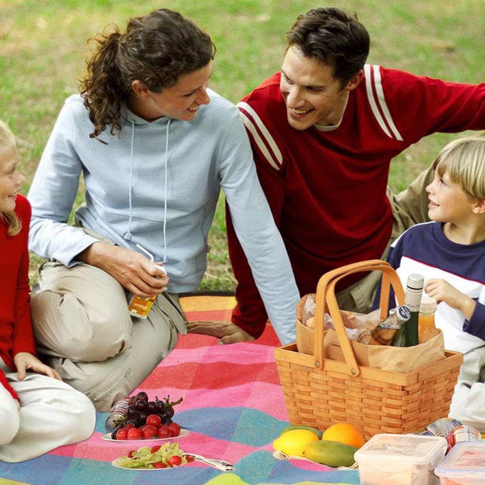 G GOOD GAIN Waterproof Picnic Blanket Portable with Carry Strap for Beach Mat or Family Outdoor Camping Party (red Plaid)