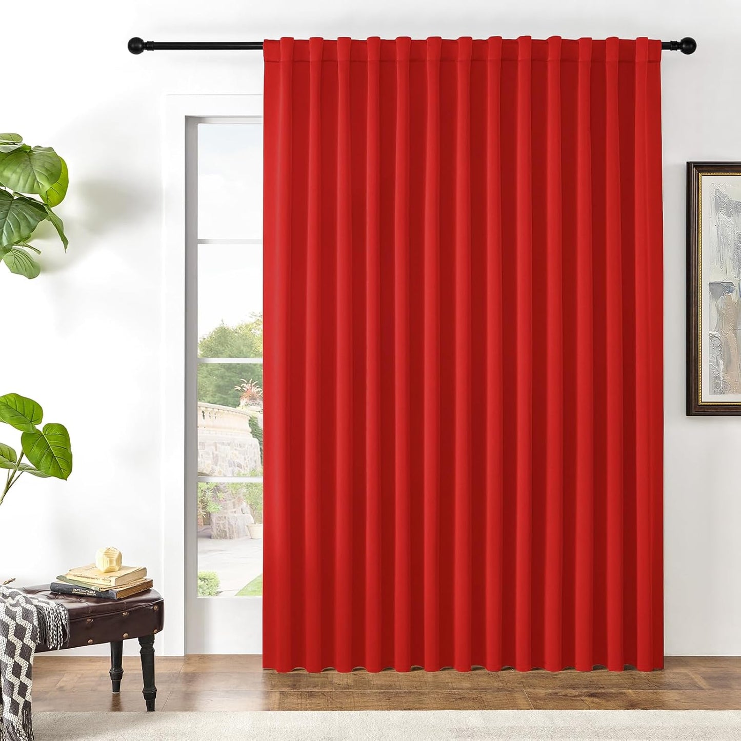 Joydeco Custom Blackout Curtains for Bedroom, 1 Panel Room Darkening Curtains & Drapes for Living Room Window Rod Pocket Back Tab (Custom Size,Red)