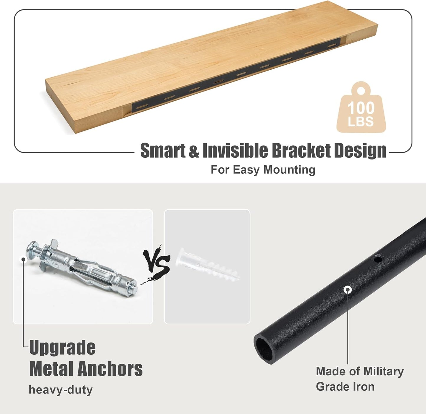 Floating Shelves for Wall, USA-Sourced Brich Wood 55 Inch Long Wall Shelves, Natural Wooden Mounted Picture Ledge Shelf, Nursery Book Storage Shelf Kids Bookshelf, Display Shelf for Bathroom