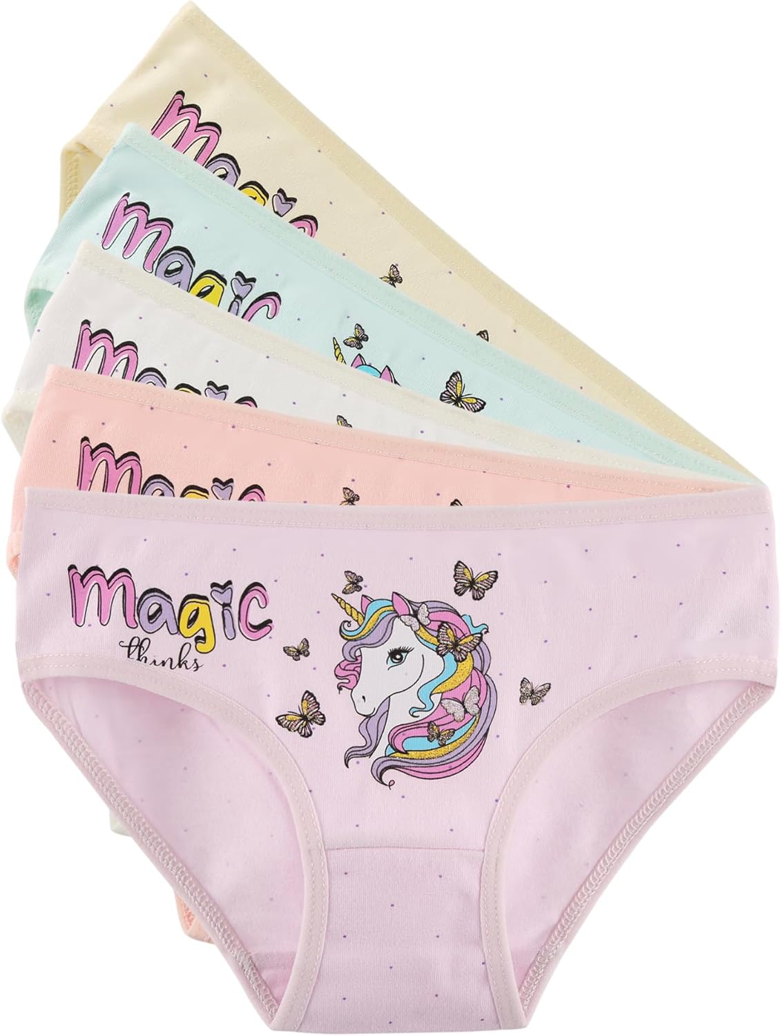 Donella Girls' Soft Cotton Underwear - Kids Bikini Brief Panties for Girls and Toddlers 5-Pack, Age: 2-15