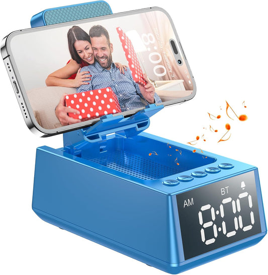 Birthday Gifts for Men Women, Cell Phone Stand Bluetooth Speaker with Anti-Slip Base, Hd Surround Sound, Cool Multi Functional Gadget, Unique Gift for Him, Her, Husband, Wife, Dad, Mom