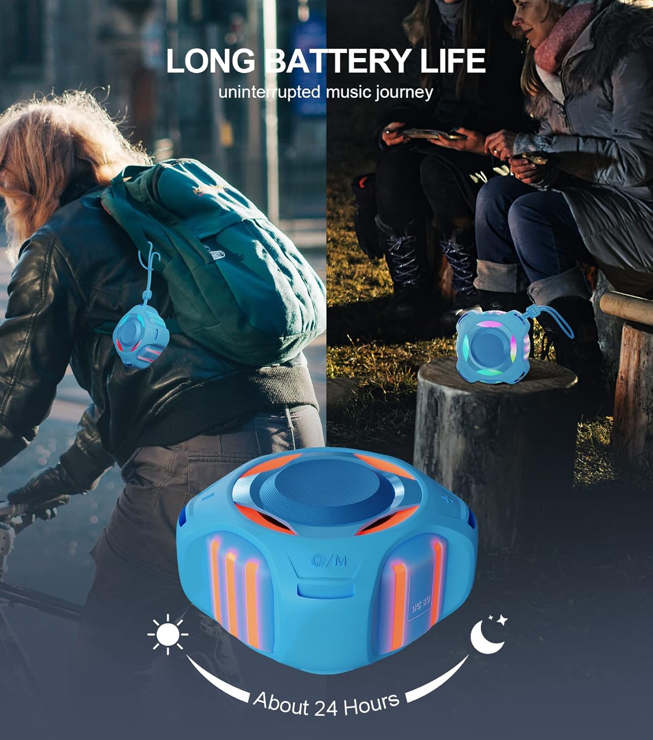 comiso Shower Bluetooth Speaker, IP67 Waterproof Speaker with LED Light, Portable Speakers with True Wireless Stereo, Floating, 2000mAh, Built-in-Mic, Ideal for Travel, Beach, Gifts for Unisex.