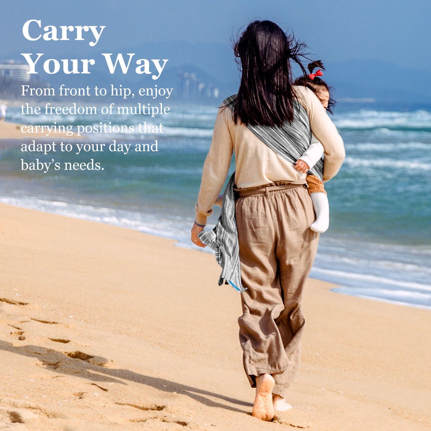 Ring Sling Baby Carrier, Soft Cotton Baby Sling Carrier Newborn to Toddler, Baby Wrap Carrier for Plus Size Parents, Perfect Shower Gift, Rock