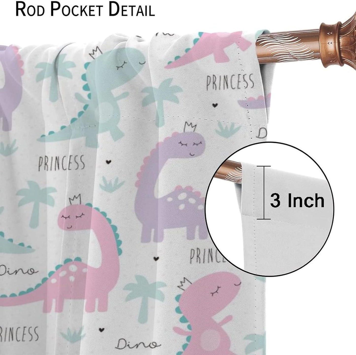 Kids Dinosaur Curtains for Boys Girls Bedroom Decor Cartoon Dino Colorful Cute Funny Animal Wildlife Printed Blackout Rod Pocket Window Drapes for Baby Nursery Playroom W21xL54in 2 Panels