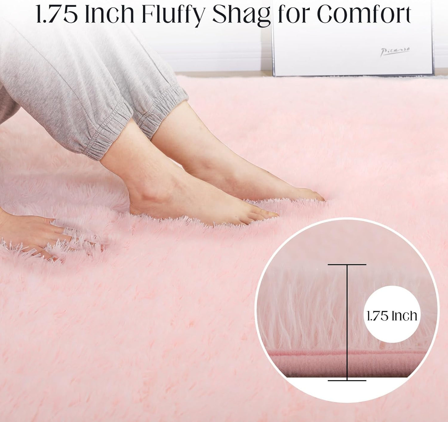 Pink Rug, 4x5.8 Area Rugs for Bedroom, Soft Plush Area Rugs for Living Room, Non-Slip Indoor Carpet for Nursery, Study Room, Playroom, Home Decor