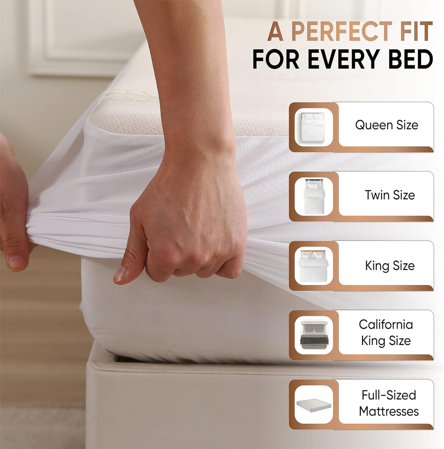 Waterproof Organic Mattress Protector Full - Organic Cotton Breathable Mattress Pad Cover - 250 GSM Comfort - Deep Pocket - Fitted Comfort