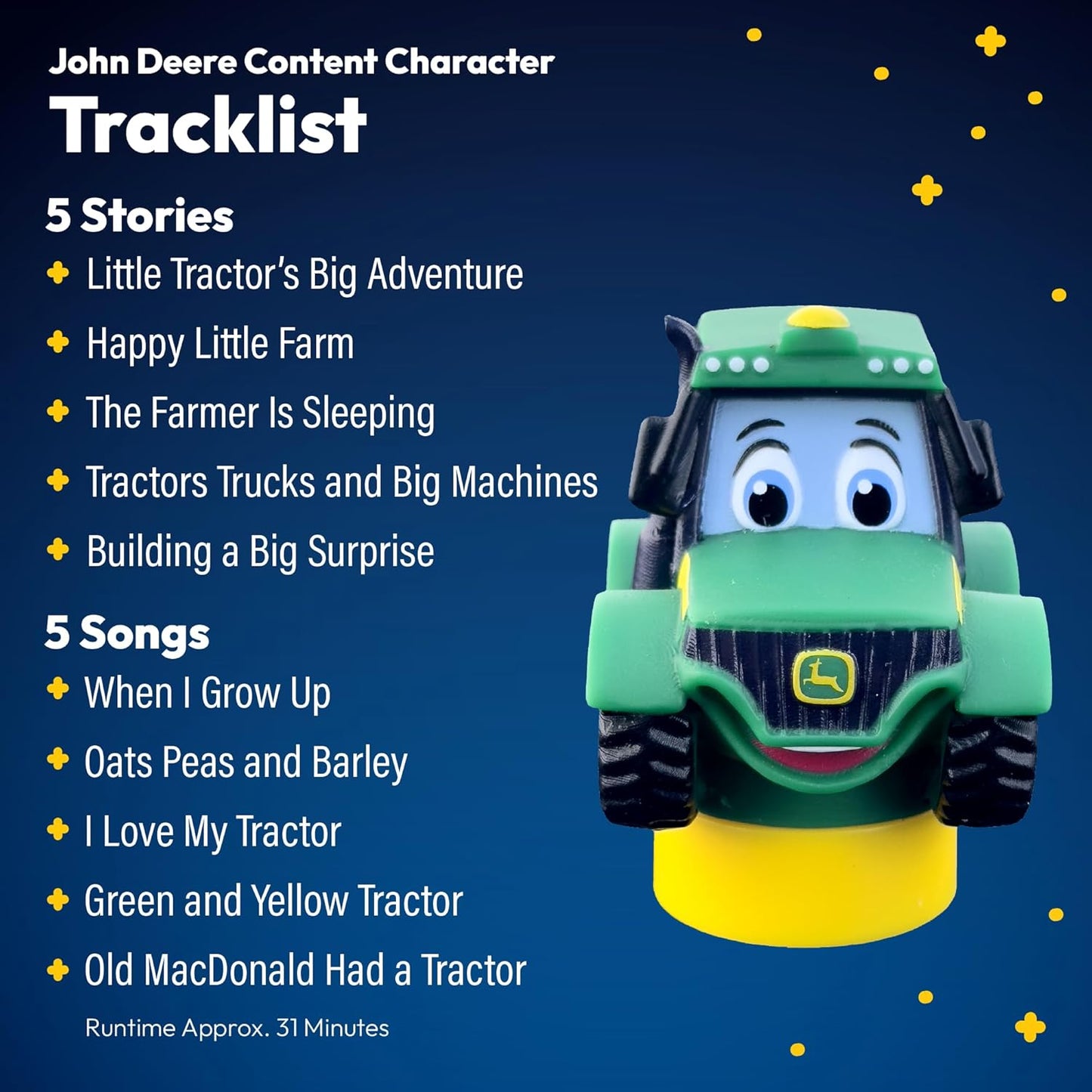 John Deere Tractor Figurine Cartridge – Projects 5 Farm Stories and 5 Songs, Over 30 Minutes of Audio Content | Gift and Toy for Ages 3+
