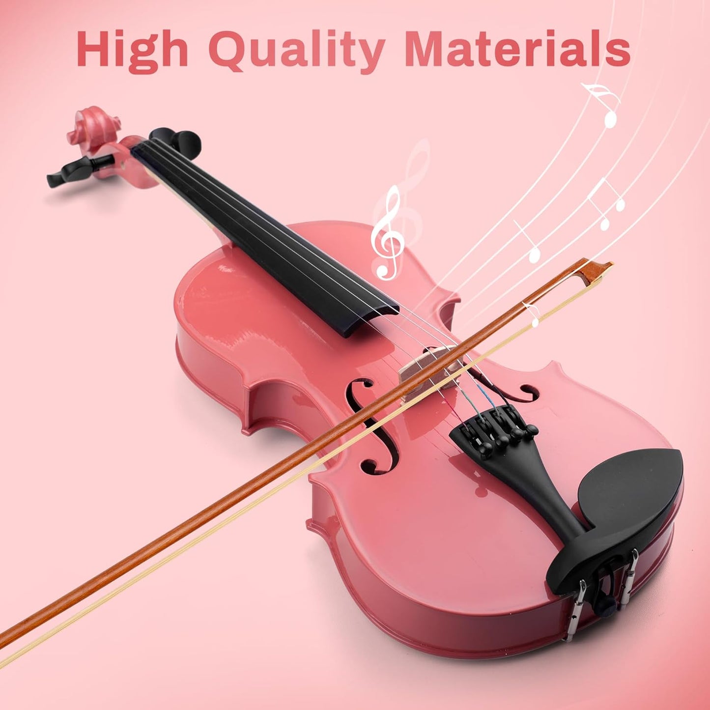 Poseidon Violin for Beginner, Pink Violin Set with Acoustic Violin Fiddle for Students Violin Starter Kit/Hard Case, Bow, Rosin, Horse Bridge, Extra Strings, Shoulder Rest, Tuner, Instruction Manual
