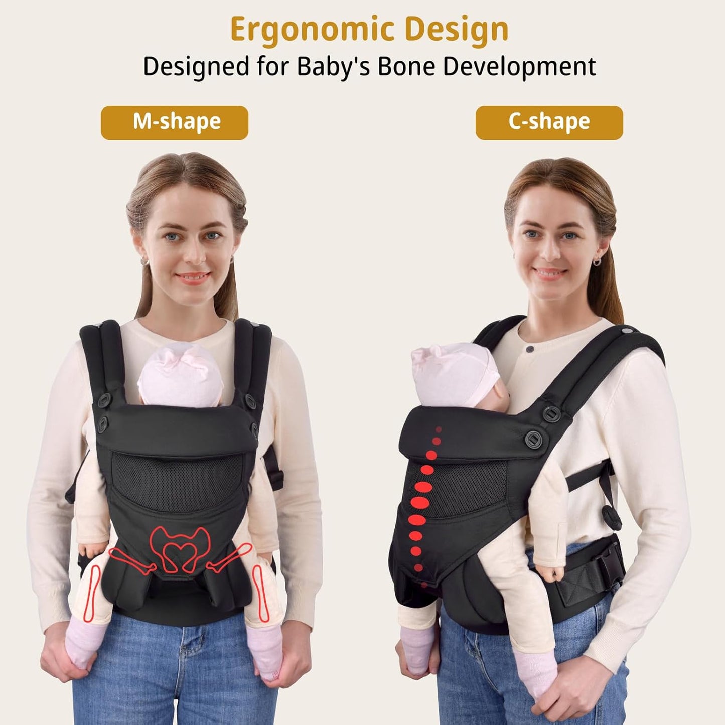 New Upgrade Ergonomic Baby Carrier Newborn Toddler Wrap Carrier,Hands Free Baby Sitting Sling,Breathable,Perfect for Infants/Chest Sling for Babies Shower Gift (Ink-Black, Upgrade-with Belt)