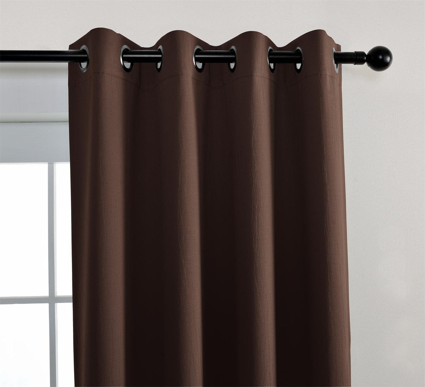 MIUCO Blackout Curtains Jacquard Textured Grommet Curtains for Living Room 2 Panels 52x84 Inch Long Chocolate