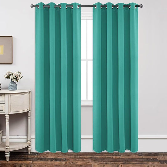 Joydeco Blackout Curtains 108 Inch Length 2 Panels Set, Thermal Insulated Long Curtains& Drapes 2 Burg, Room Darkening Grommet Drapes for Living Room Bedroom Window (W52 x L108 Inch, Peacock Blue)