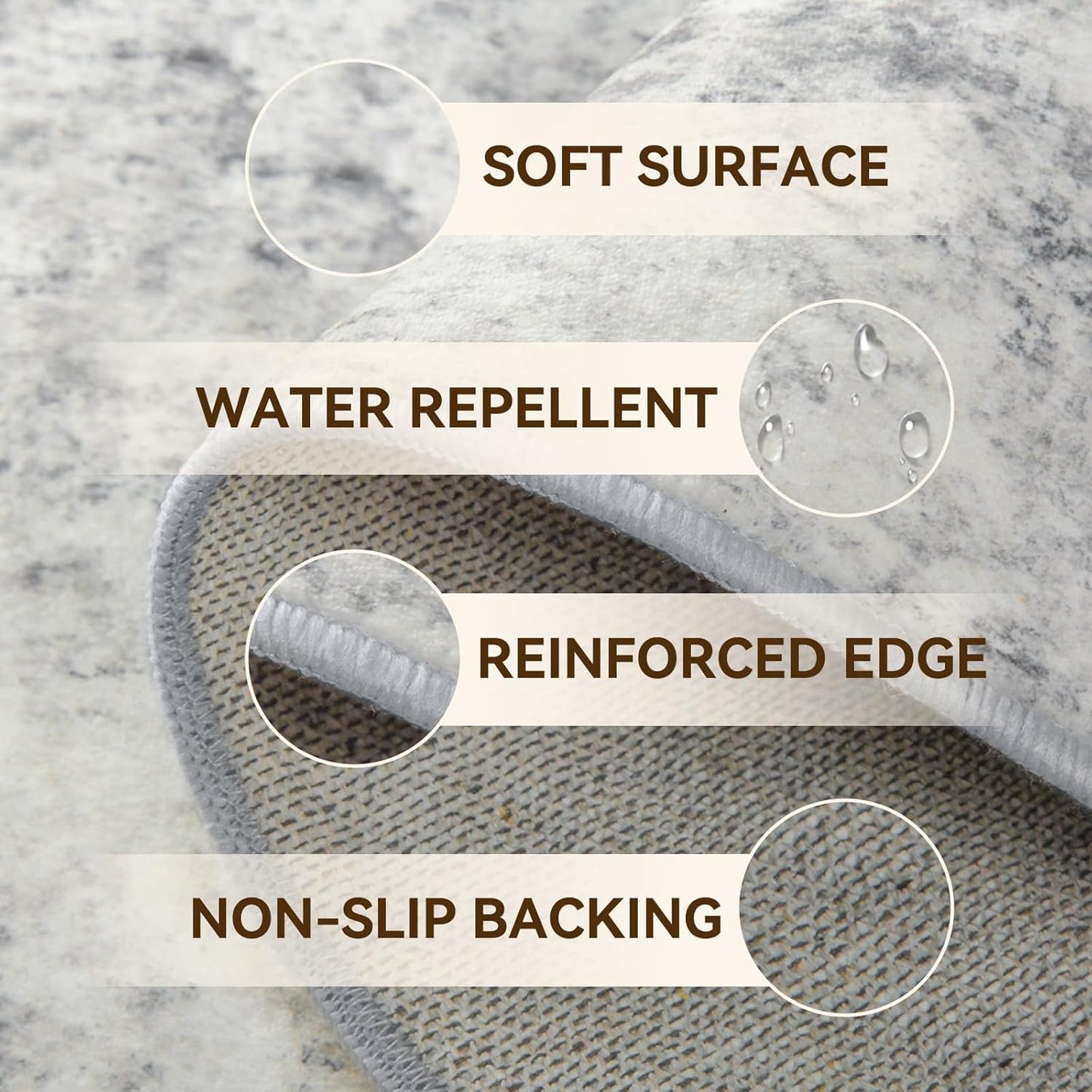 Washable Area Rugs 3'x5' Non-Slip Modern Abstract Soft for Living Room Entryway Bedroom Nursery, Print Pattern, Gray White Grey