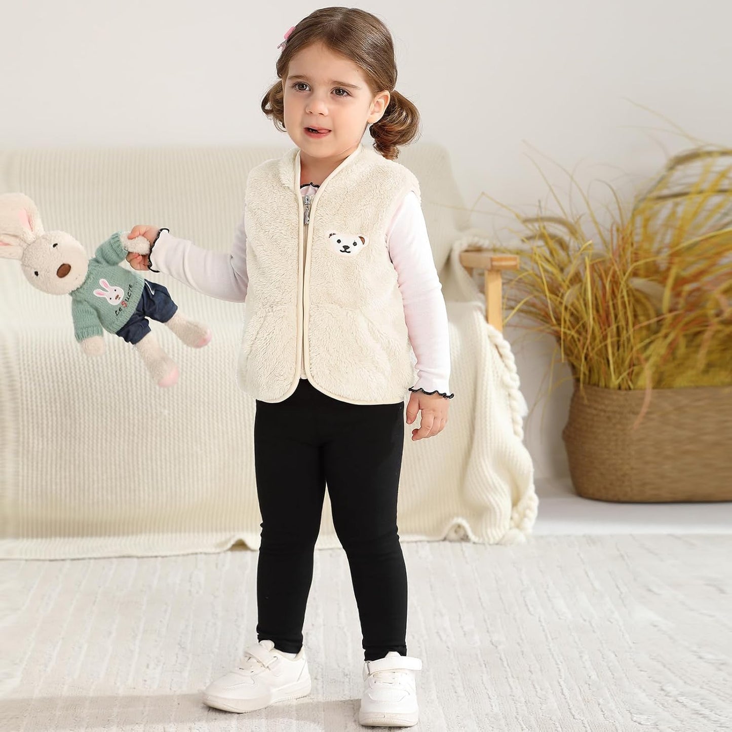 Baby Boys Girls Fleece Vest Zip Up Cute Bear Jackets Fuzzy Fall Winter Warm Clothes Newborn Outwear for Toddler Infant