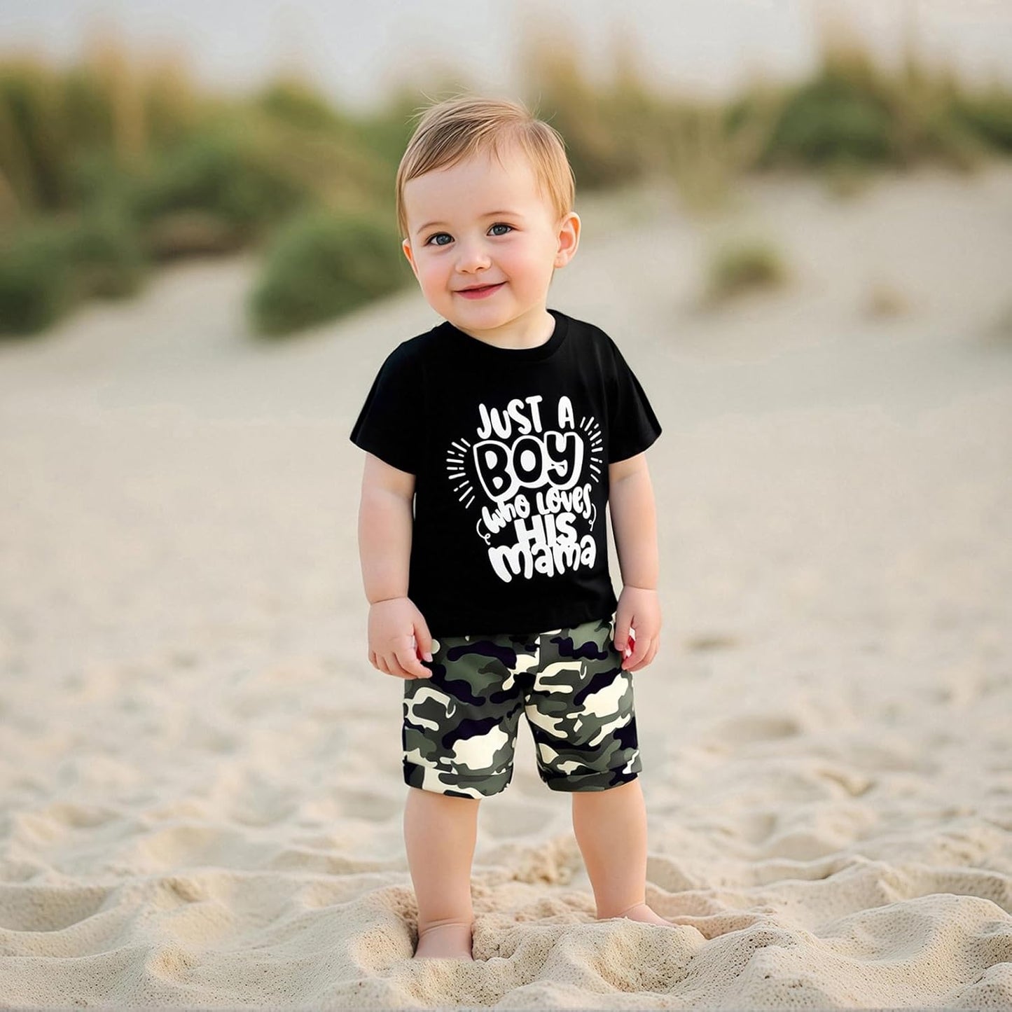 wdehow Toddler Kids Baby Boy Summer Clothes Sets 1T 2T 3T 4T 5T Letter Print Short Sleeve Tops Camouflage Shorts Outfits