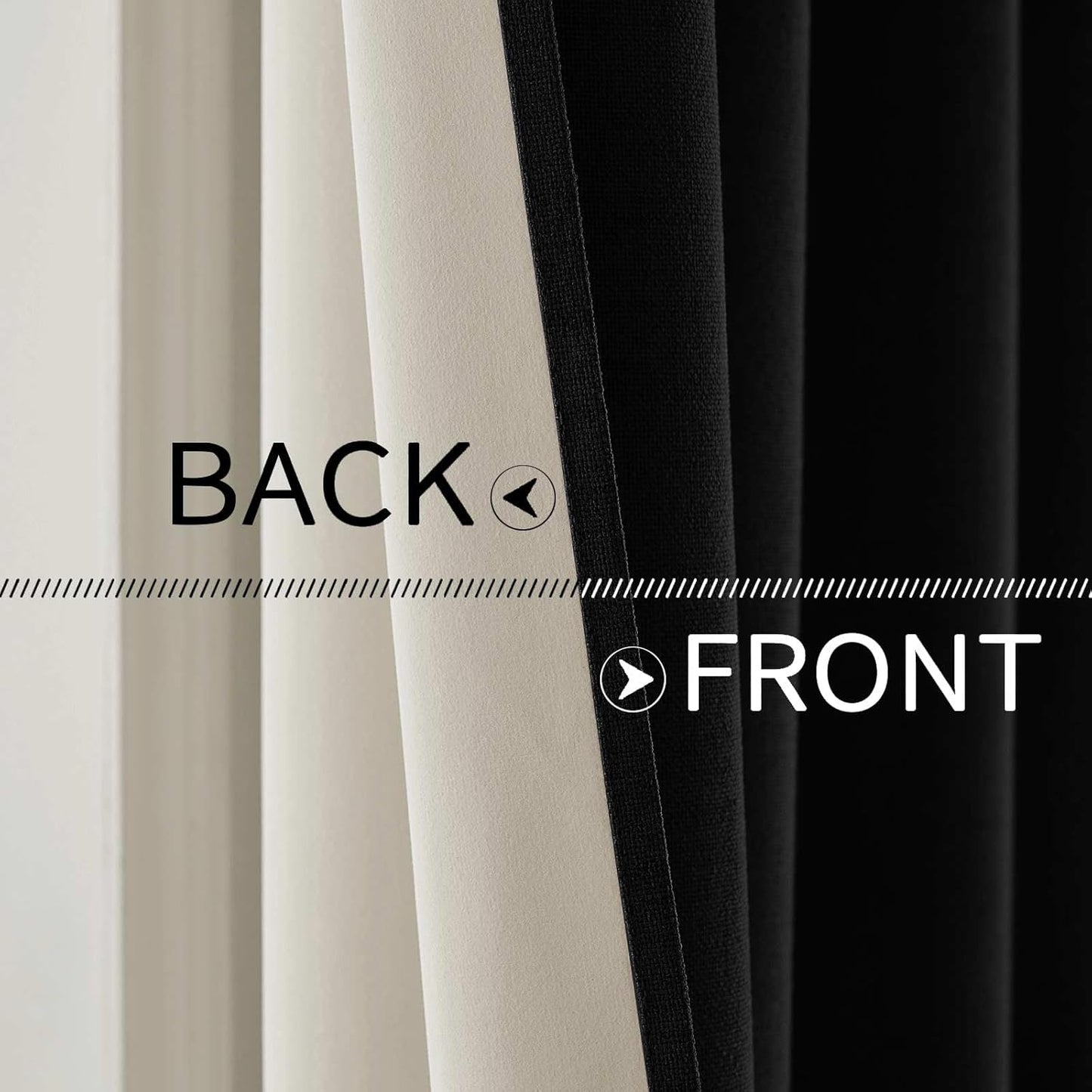 MIULEE Linen Texture Curtains for Bedroom Solid 100% Blackout Thermal Insulated Halloween Black Curtains Grommet Room Darkening Drapes for Living Room Nursery 52x54 Inch (2 Panels)
