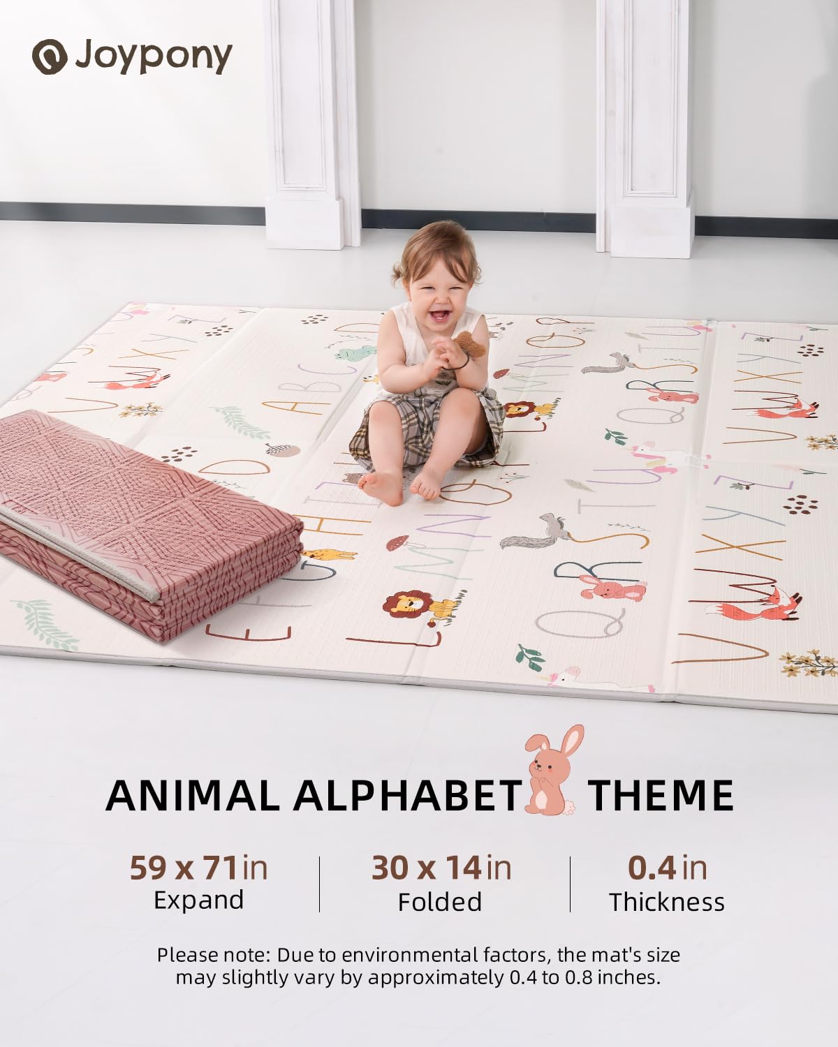 Baby Play Mat 59x71 Inch, 2 in 1 Fabric & XPE Dual-Sided Design Foldable Play Mats for Babies and Toddlers, Waterproof & Anti-Slip Baby Mat for Floor, Portable Baby Foam Crawling Mat with Travel Bag