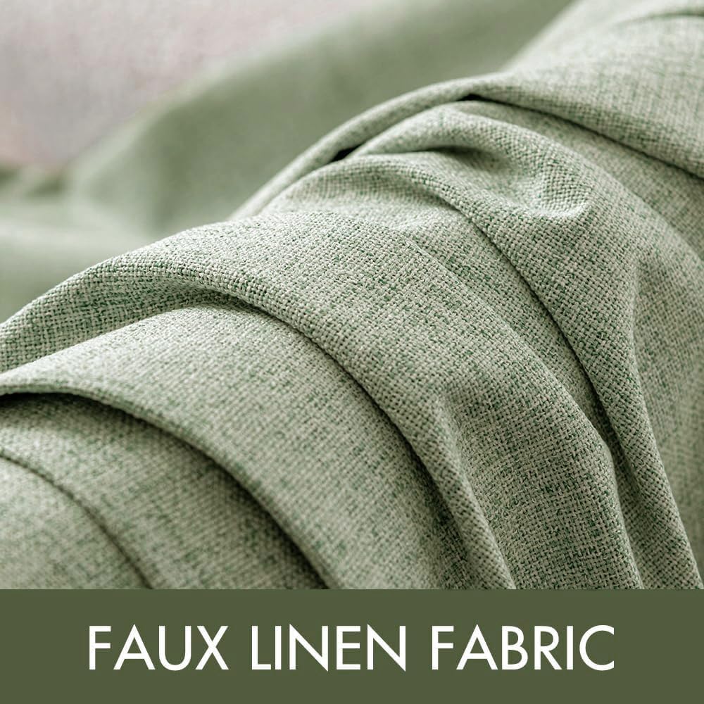 MIULEE Linen Blackout Curtains and Drapes 100% Room Darken Thermal Insulated Grommet Window Panels with Coating 2 PCs W 42 x L 84 inches Sage Green