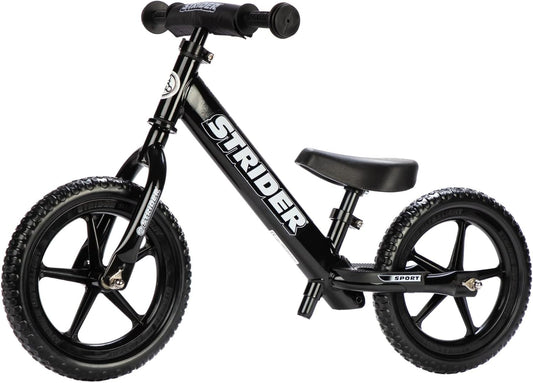 Strider 12” Sport Bike - No Pedal Balance Bicycle for Kids 1 to 4 Years - Includes Safety Pad, Padded Seat, Mini Grips & Flat-Free Tires - Tool-Free Assembly & Adjustments