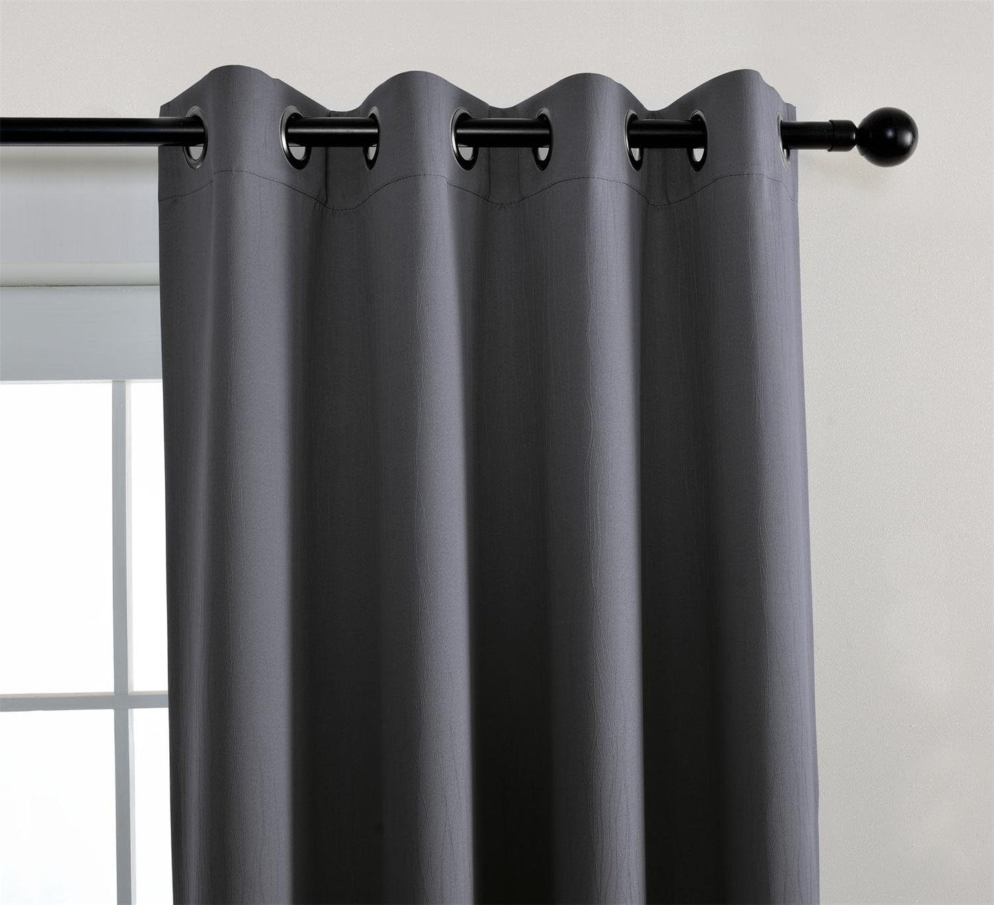 MIUCO Blackout Curtains Room Darkening Textured Grommet Window Curtains for Living Room 2 Panels 52x84 Inch Dark Grey