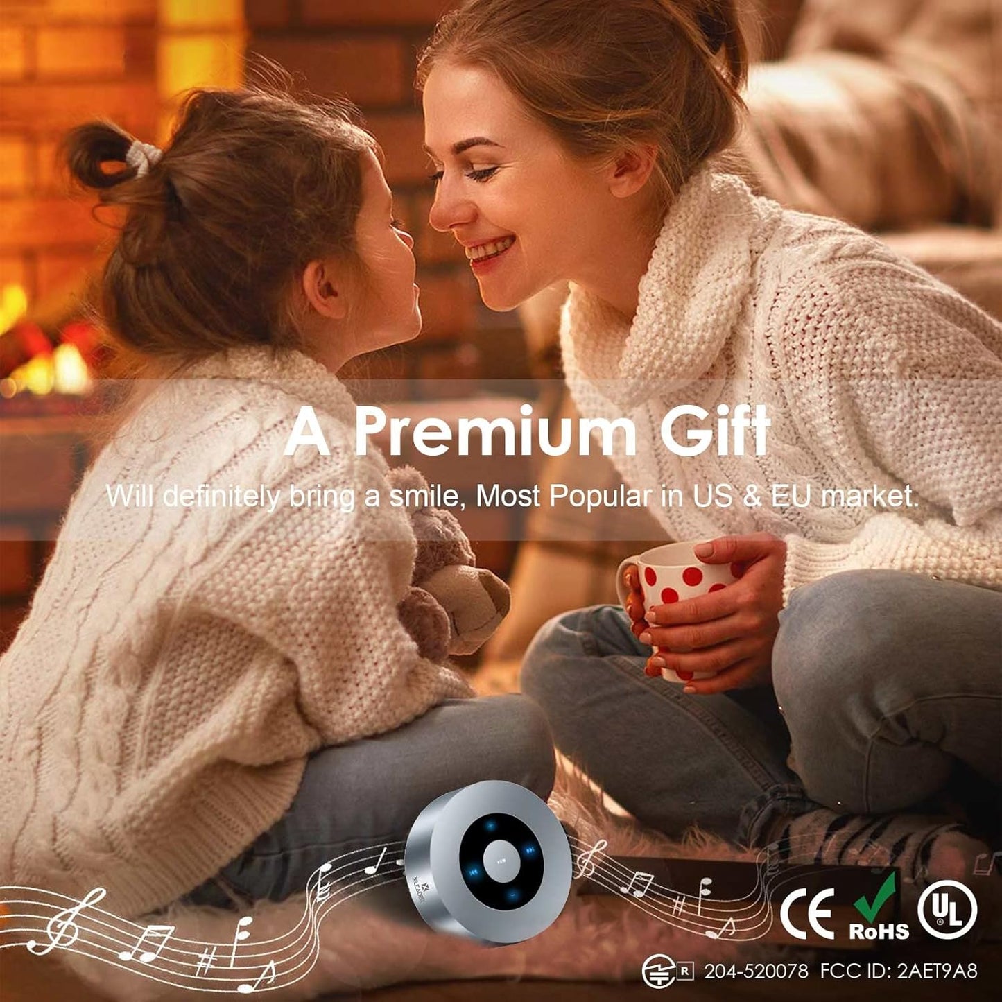 XLEADER Travel Case Packed, Upgraded, Bluetooth Wireless Speaker, Custom Bass Radiator, LED Touch Design, Tiny Pocket Speaker, Mic/TF Card/Aux, 15H Playtime, for Travel Kitchen Office, Space Silver