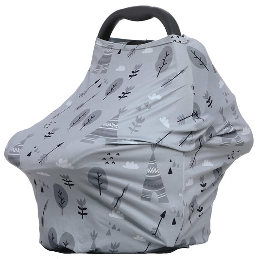 Multi-use Cover Carseat Canopy - Car Seat Covers for Babies, Breastfeeding Cover (Grey Grove)