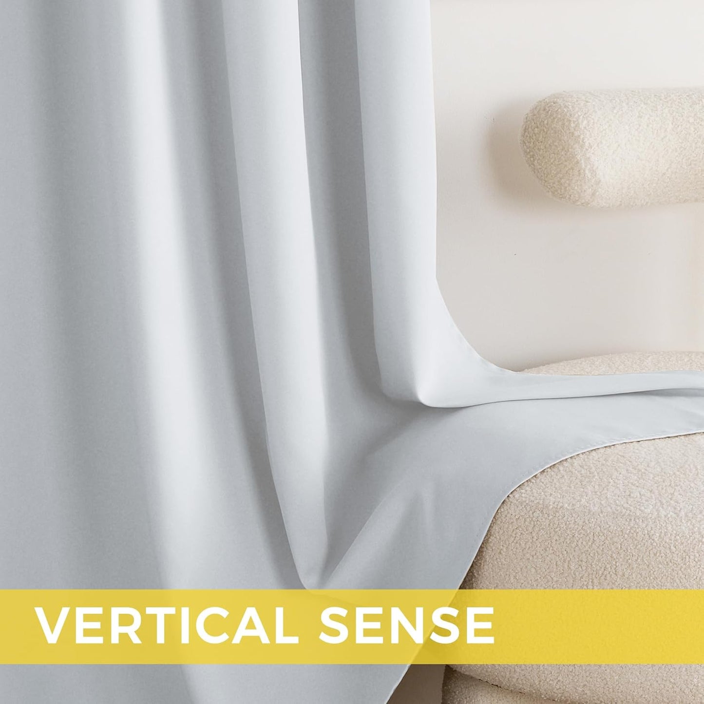 NICETOWN Gryeish White Curtains for Bedroom 90 inches Long, Roon Darkening Grommet Curtains for Living Room, Noise Reducing Privacy Window Treatment Drapes for Nursery, Laundry Patio, 2 Panels, W52