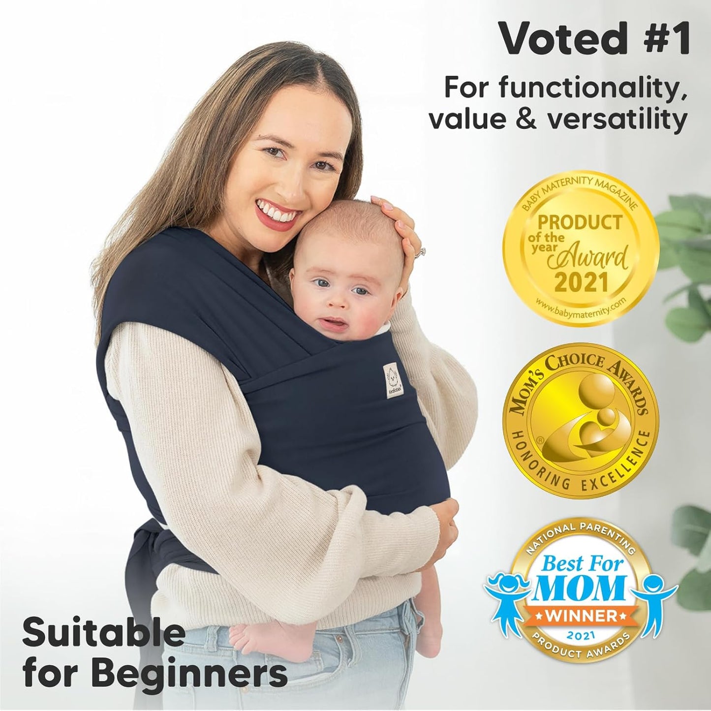 KeaBabies Baby Wrap Carrier - All in 1 Original Baby Carrier Newborn to Toddler Sling, Easy to Wear, Hands Free Bonding, Lightweight, Breathable Infant Wraps (Midnight)