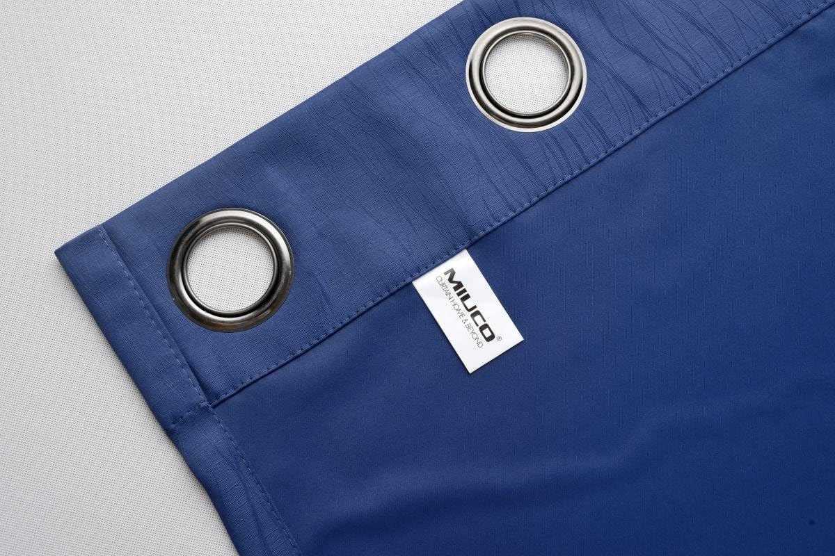 MIUCO Blackout Curtains Room Darkening Textured Grommet Window Curtains 2 Panels for Bedroom 52x63 Inch Navy Blue