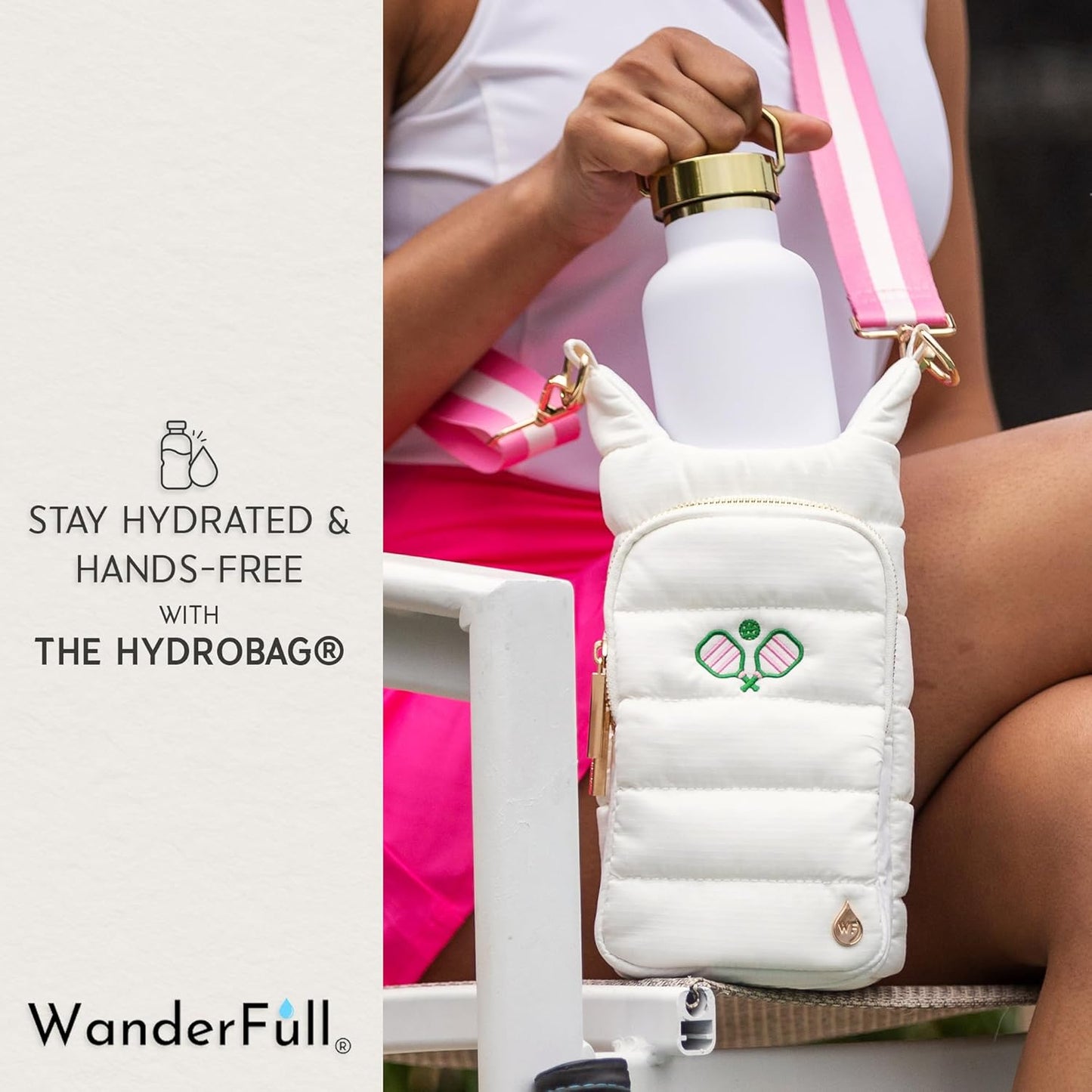 WanderFull® Original HydroBag® Collection, Water Bottle Holder w/Strap & Phone Pocket, Hands-Free Crossbody Water Bottle Bag