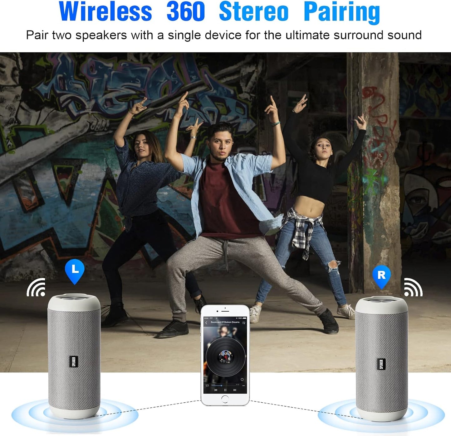 Bluetooth Speakers, 30W Portable Speaker Loud Stereo Sound, Rich Bass IP67 Waterproof, 30+ Hour Playtime, Built-in Mic, Wireless Speaker with TF, AUX, FM for Shower, Pool, Party, Travel, Outdoors