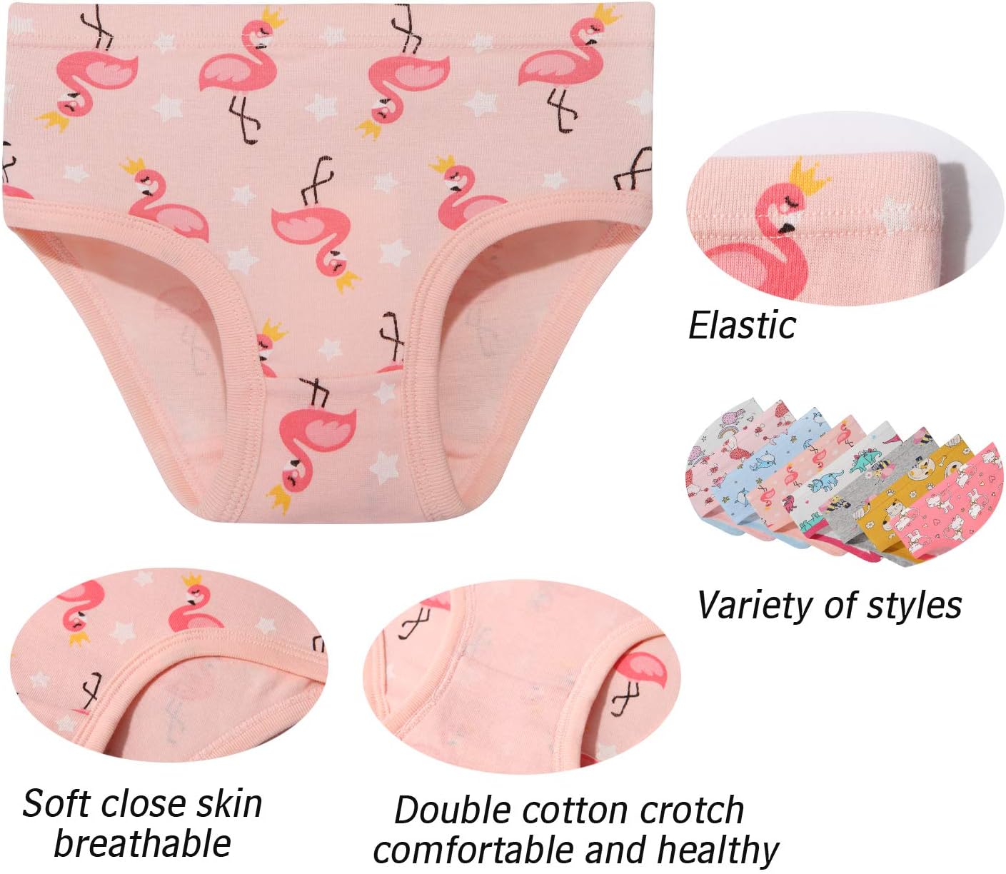 Girls' Cotton Brief Breathable Toddler Panties Kids Assorted Underwears 6-8 pieces
