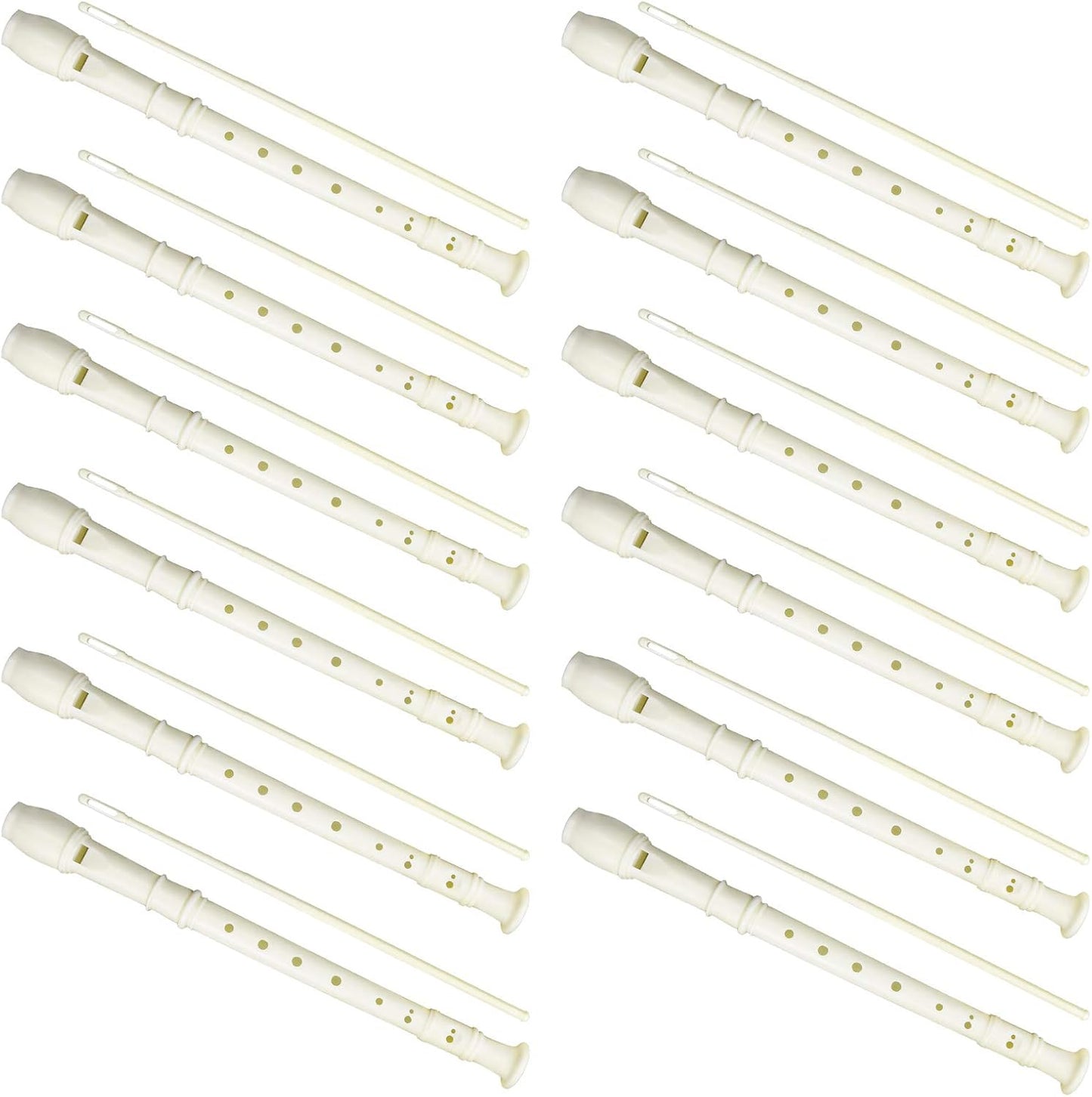 12 Pack 8 Hole Soprano Recorders Descant Flute With Cleaning Rod German Style for Beginner Graduation or Back to School Gift (white)