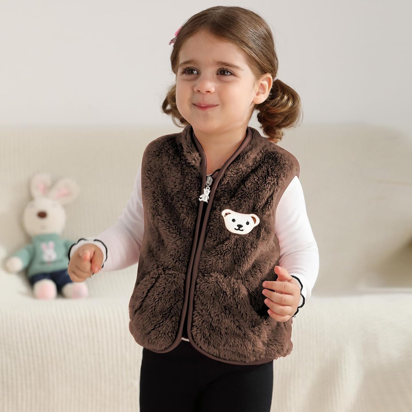 Baby Boys Girls Fleece Vest Zip Up Cute Bear Jackets Fuzzy Fall Winter Warm Clothes Newborn Outwear for Toddler Infant