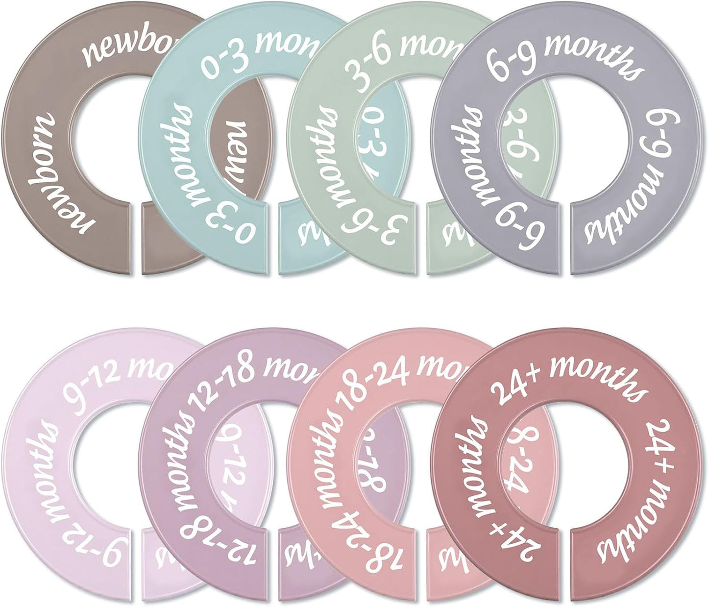 8 Pcs Baby Closet Dividers Unisex Baby Clothes Organizers Clear Labels for Nursery Closet Organizer & Decor Nursery Fits Most Rods (Retro,Bright Color)